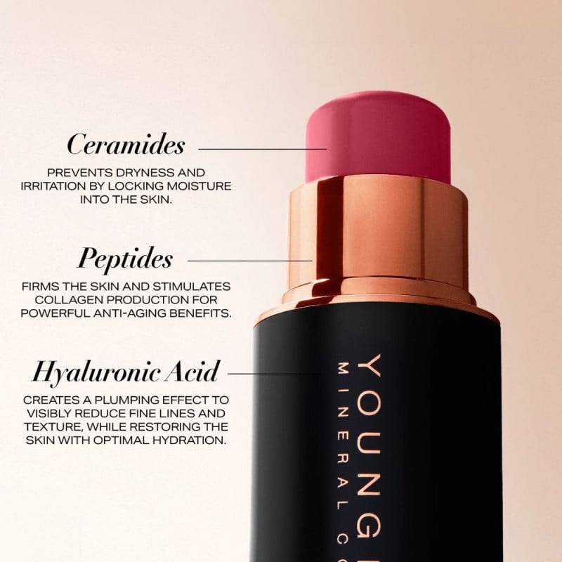 Youngblood trys viename kreminiai skaistalai, lūpų dažai ir akių šešėliai “Vivid Luxe Crème Blush” (BELLINI) 9,5g