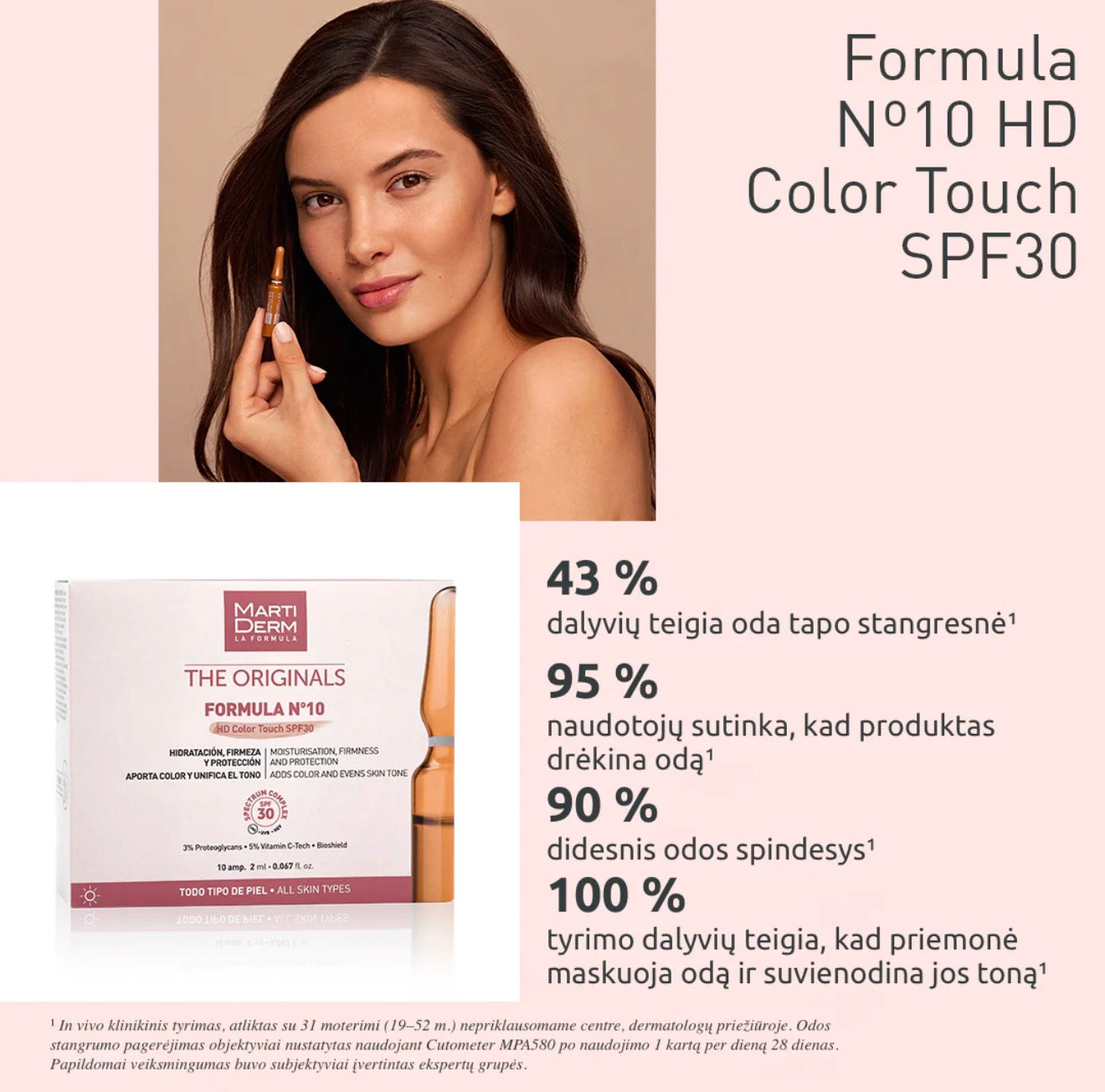MARTIDERM veido ampulės su atspalviu FORMULA Nº10, Color Touch SPF30, 10 ampulių/2 ml MartiDerm