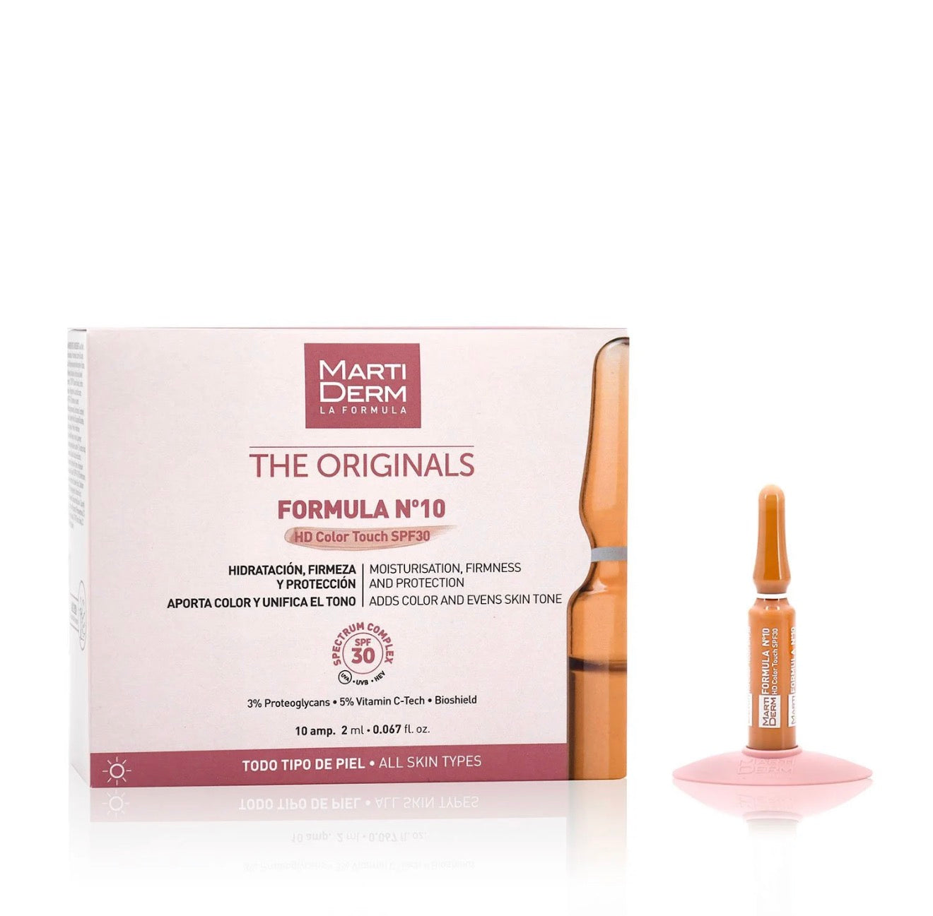 MARTIDERM veido ampulės su atspalviu FORMULA Nº10, Color Touch SPF30, 10 ampulių/2 ml MartiDerm