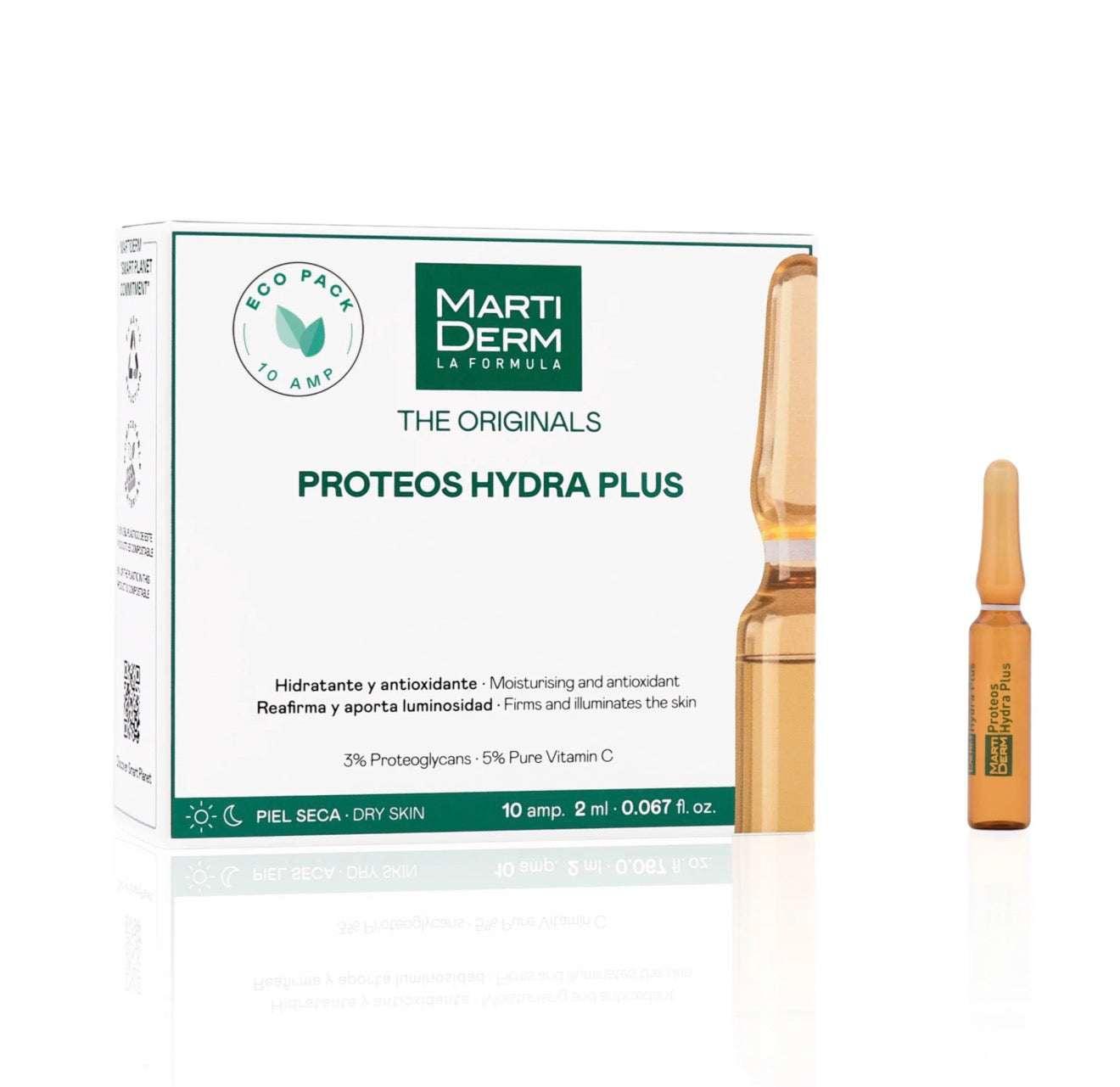 MARTIDERM drėkinančios ir stangrinančios ampulės veidui PROTEOS HYDRA PLUS, 10 VNT. MartiDerm